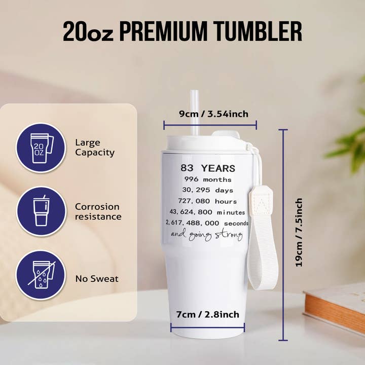 3dRose - Wholesale Insulated Mug/Tumbler - 3dRose, 83 years in months days hours minutes and going strong 83rd birthday, Tumbler1