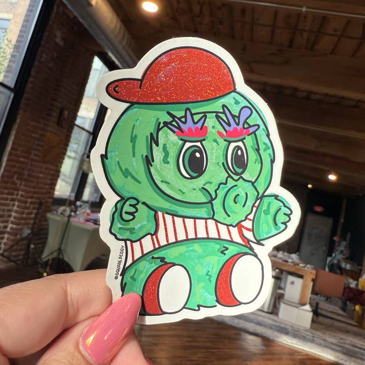 philly phanatic labubu glitter sticker for wholesale by Square Peggy