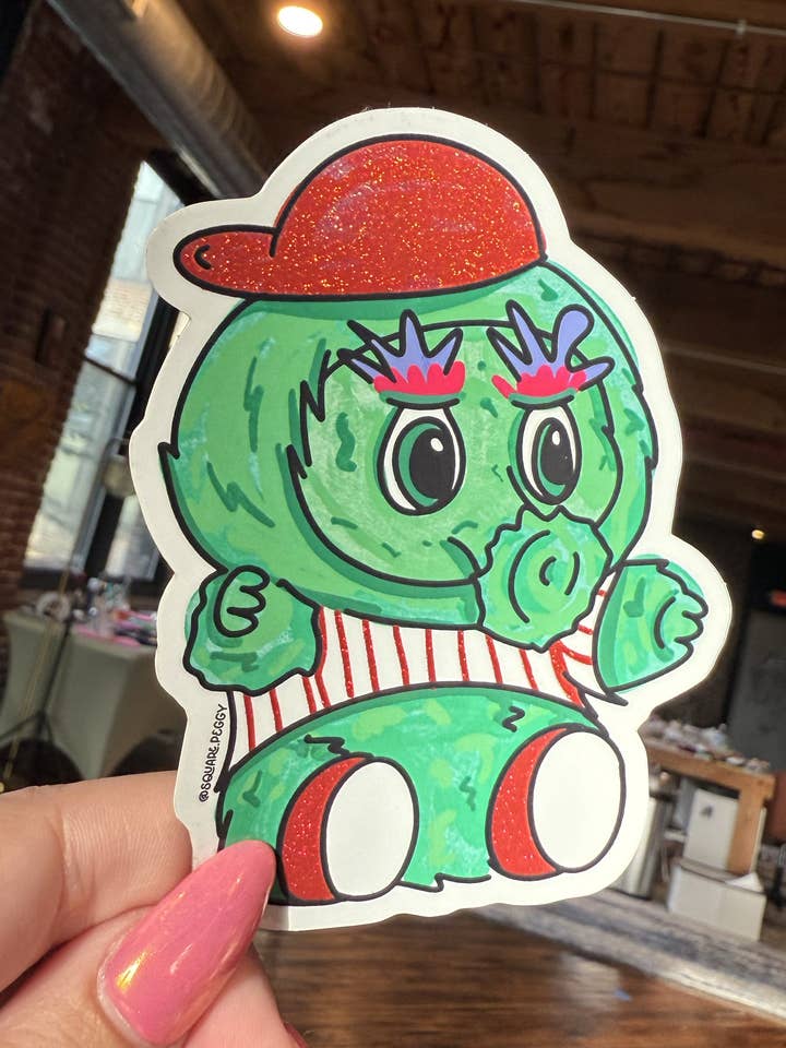 philly phanatic labubu glitter sticker for wholesale by Square Peggy