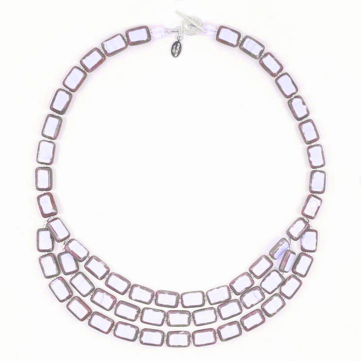 Weiße, 3-reihige, perlenbesetzte Statement-Halskette für den Großhandel von Stefanie Wolf Designs