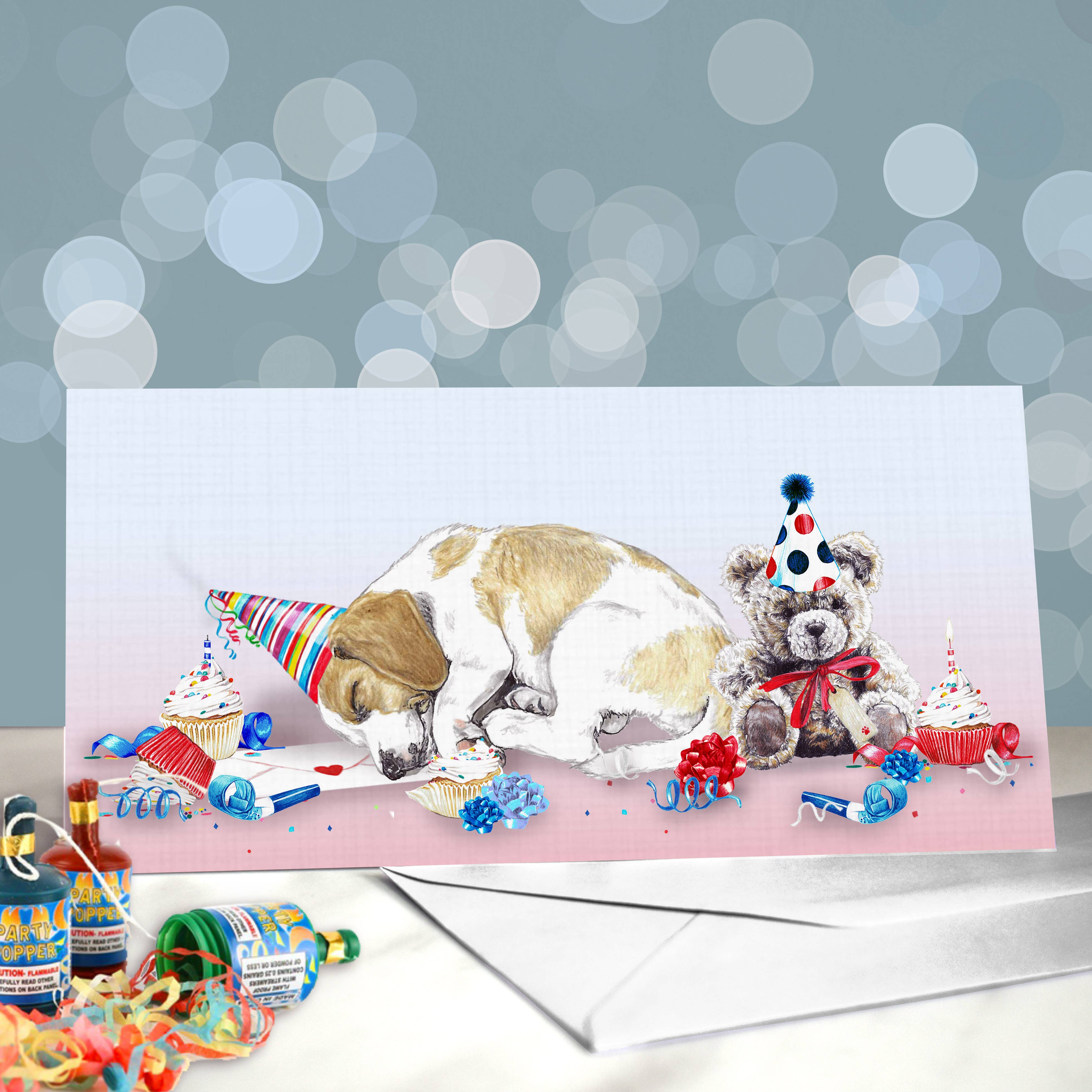 Amber Marie Studio – postal de parabéns por atacado – Cartões de Aniversário Beagle Hound Dog - Blank - Escolha de Designs2