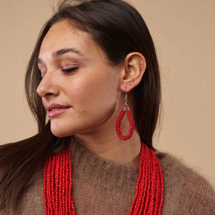 Rosso Lara glass bead earrings for wholesale on Faire