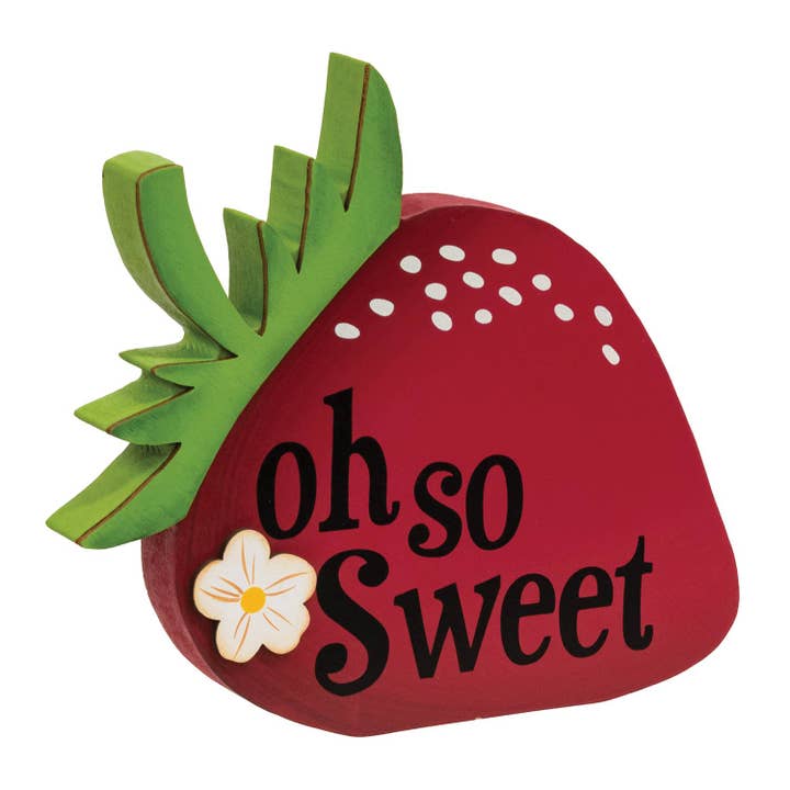 CWI Gifts - Wholesale Decorative Tabletop Object - Oh So Sweet Wooden Strawberry Sitter