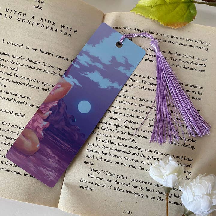 Cindy Tran Art - Wholesale Bookmark - Moon Celestial Sweet Pea Magical Girl - April Art Bookmark