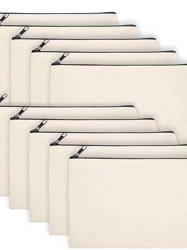 Blank DIY Craft Canvas Pencil Case - Makeup Pouch 8.3x5 Inch for wholesale by Alo Organic International