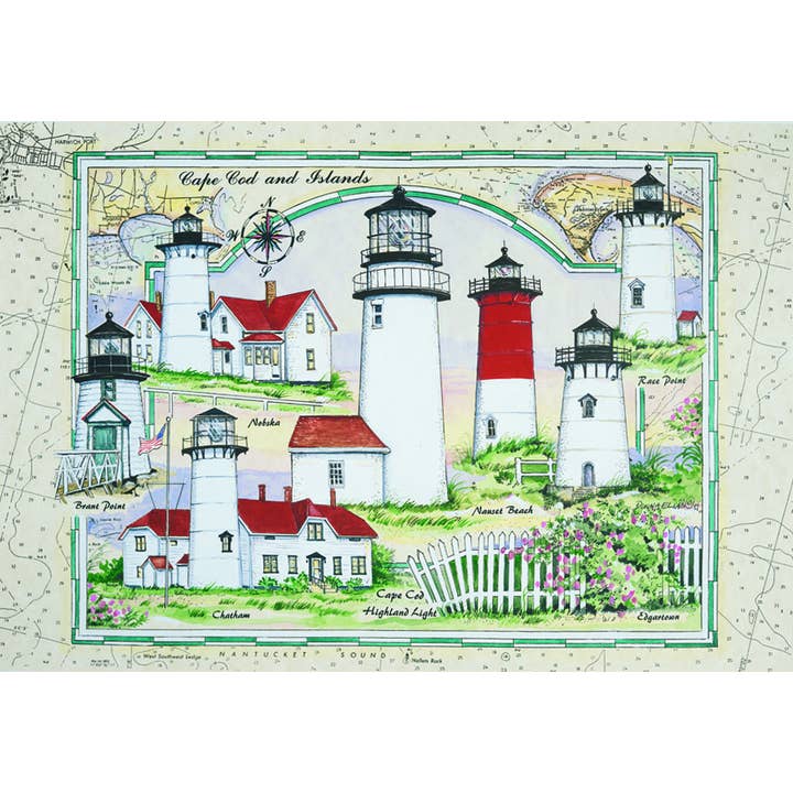 Cape Cod and the Island Lighthouses 550 Piece Puzzle for wholesale by Heritage Puzzle