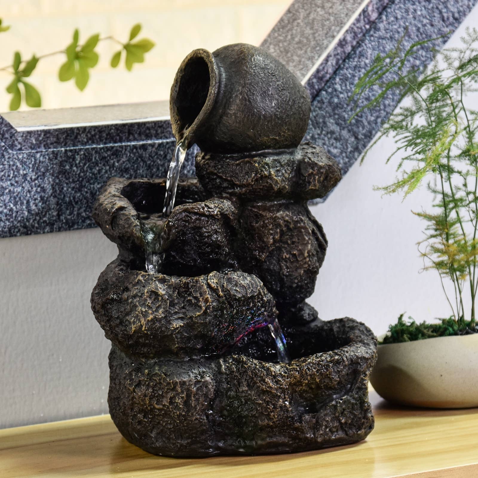 Zen'Arôme – wholesale Decorative tabletop object – Nivello Indoor Fountain with Cascading Flow8