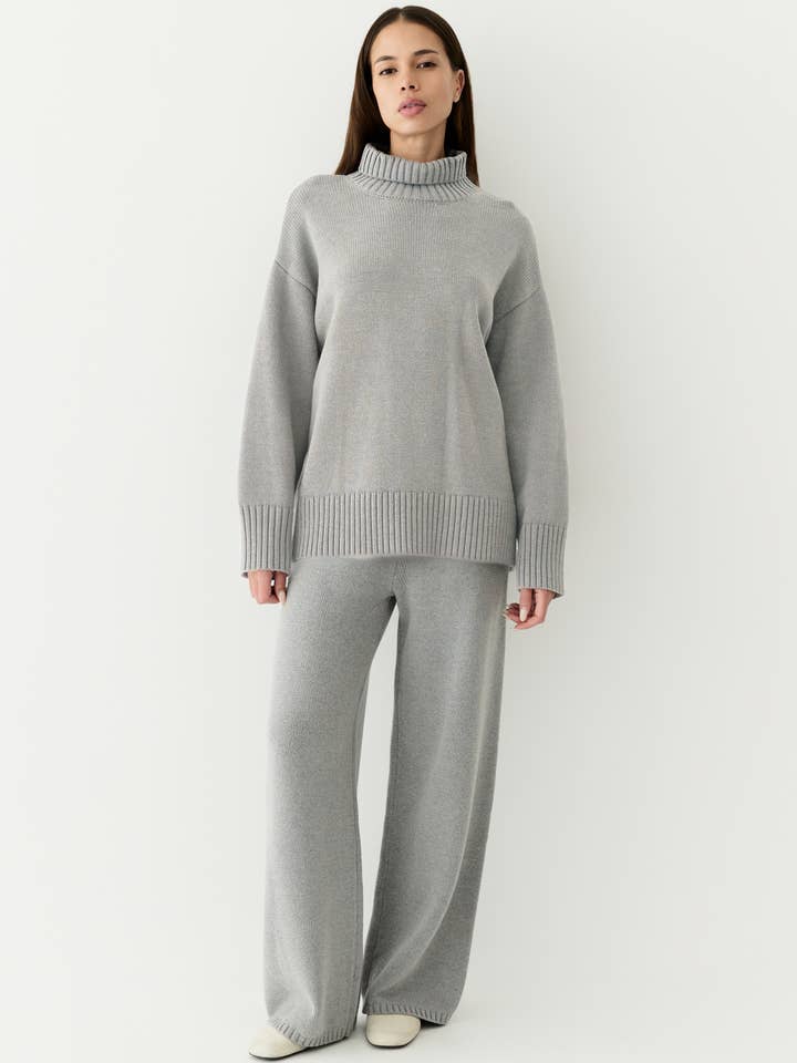 MOD REF - Wholesale Broek - Dames - The Phoebe Pants | Gebreide broek met wijde pijpen4