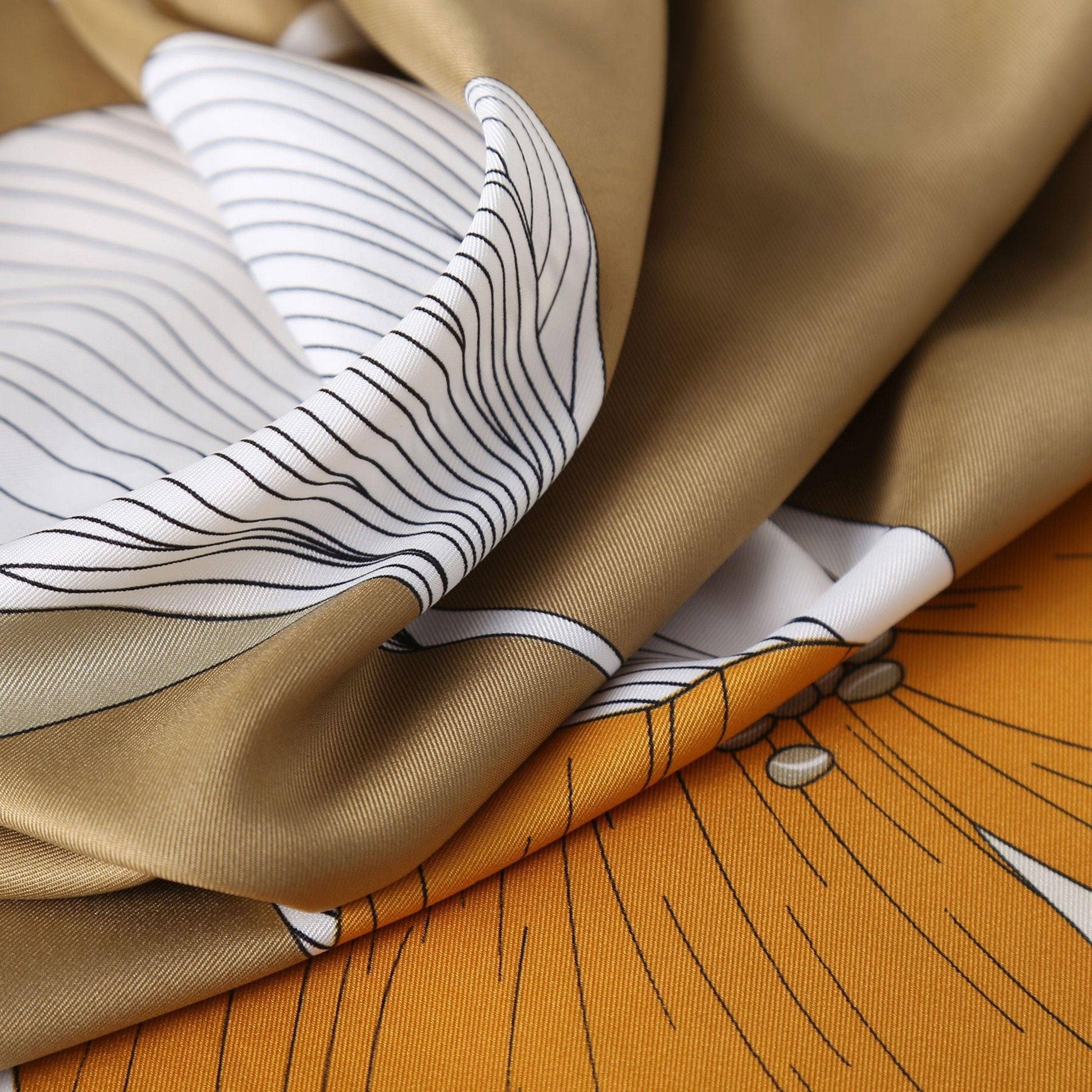 SueSilkHK - Wholesale Scarf - Women's - Yellow Flora Chic Large Satin Scarf | 90x90cm Bandana | Twill Satin Shawl | Perfect Gift for Her, Mother's Day4