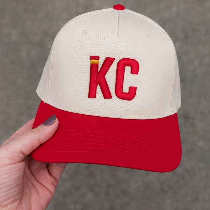 Embroidered Kansas City KC Two-Tone Trucker Snapback Hat for wholesale by Thread Friday