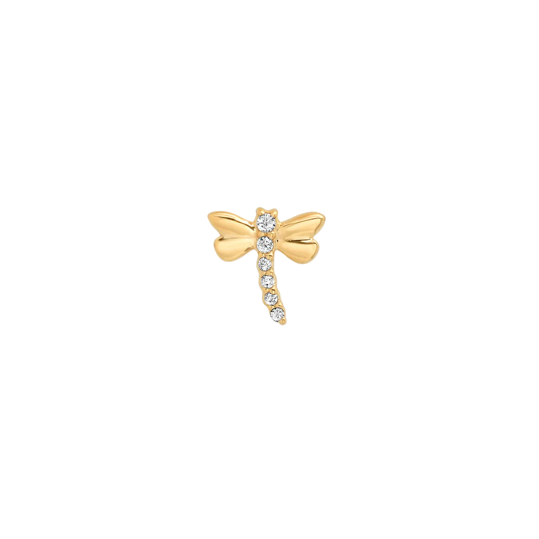Piercing-zone - Wholesale Single Earring - Dragonfly With Gems – 14K/18K Gold Threadless End0