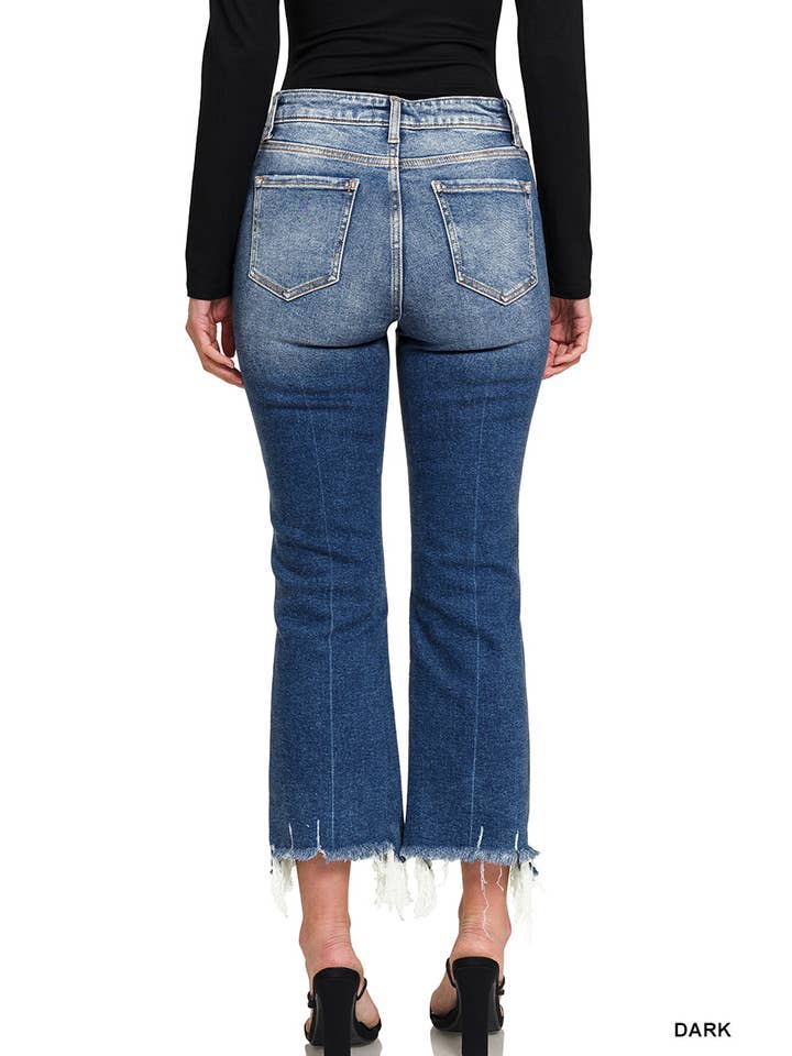 42POPS - Wholesale Jeans - Women's - ",.._ Distressed Flare Crop Denim Jeans