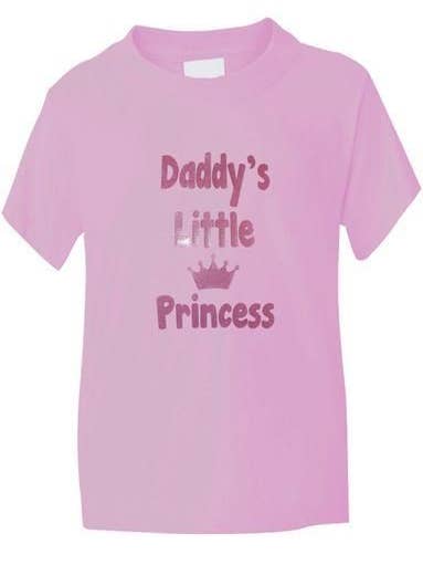 Print4U – Engroshandel T-shirt med serigrafitryk – til børn – Daddy's Little Princess T-shirt Piger I Pink Glitter2