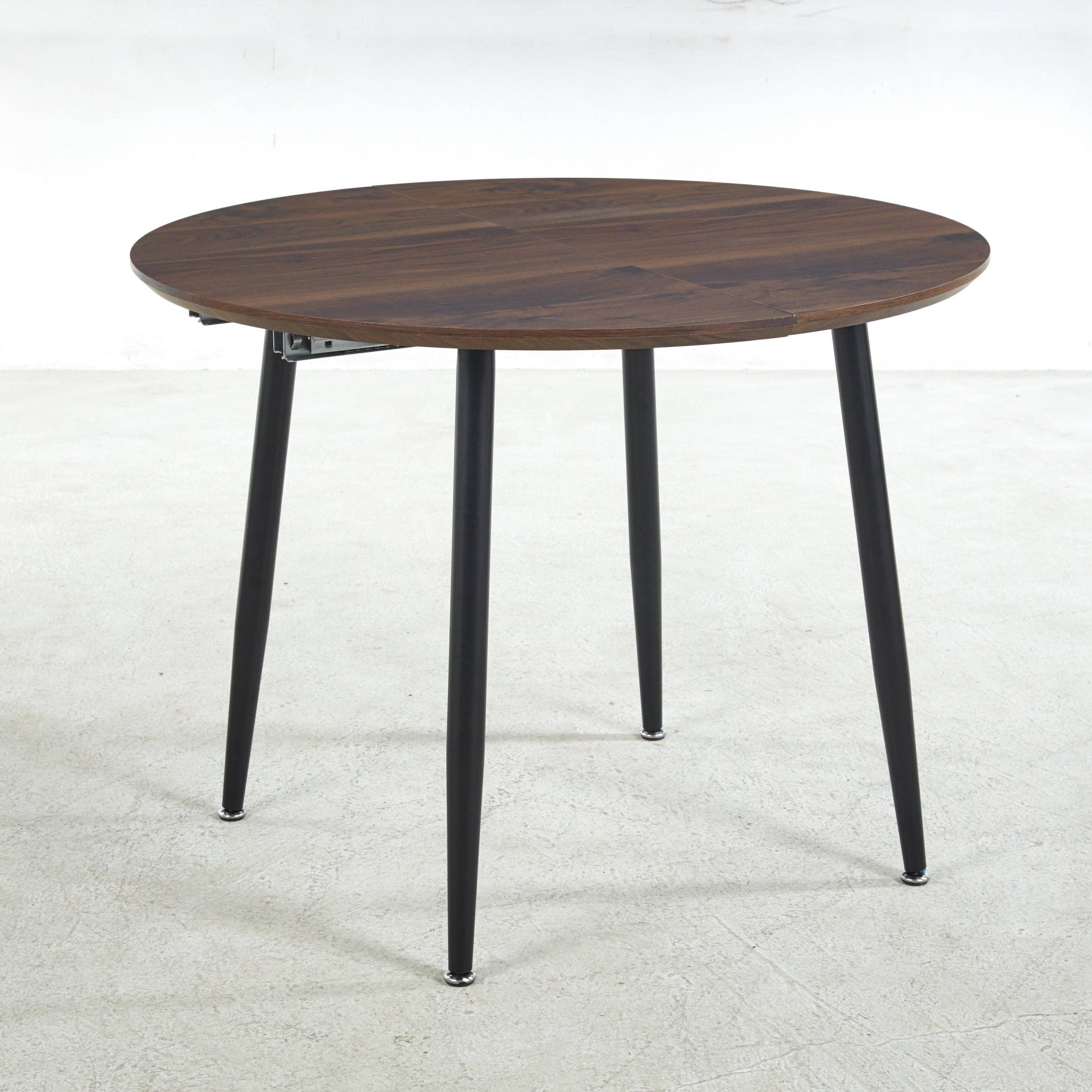 Loire Extendable Oval Walnut Dining Table with Black Metal Legs for wholesale on Faire4