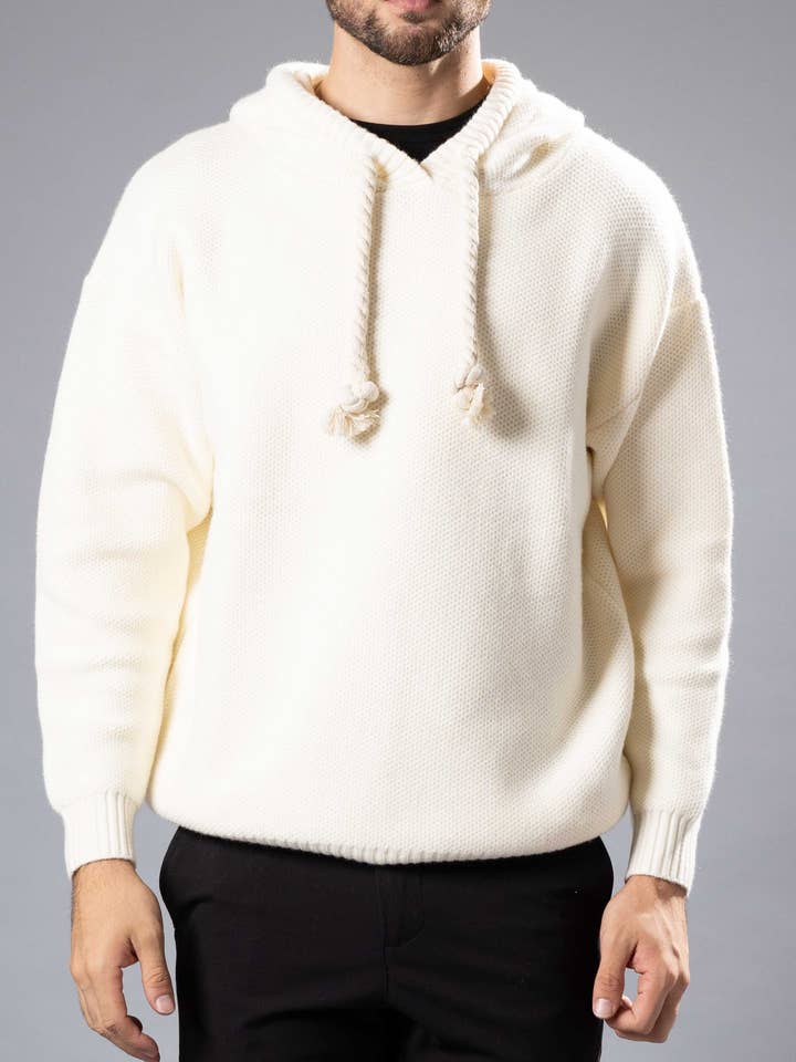 255105 - Off-White Knit Hoodie for wholesale by Bespoke Moda