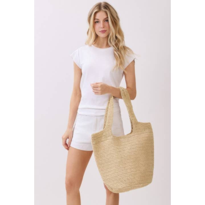 CC Wholesale Clothing - Wholesale Tote Bag - Women's - Round Bottom Handmade Strap Woven Straw Tote Bag2
