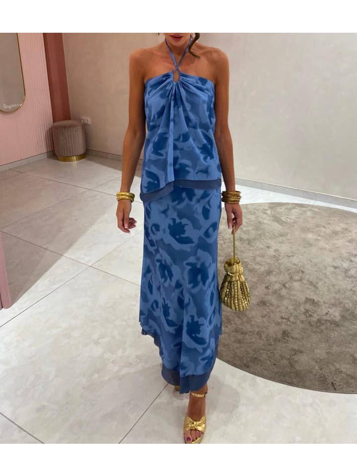 LORIANE - Vendita all'ingrosso Completo top e gonna - Donna - 7139E Completo stampato con top e gonna9