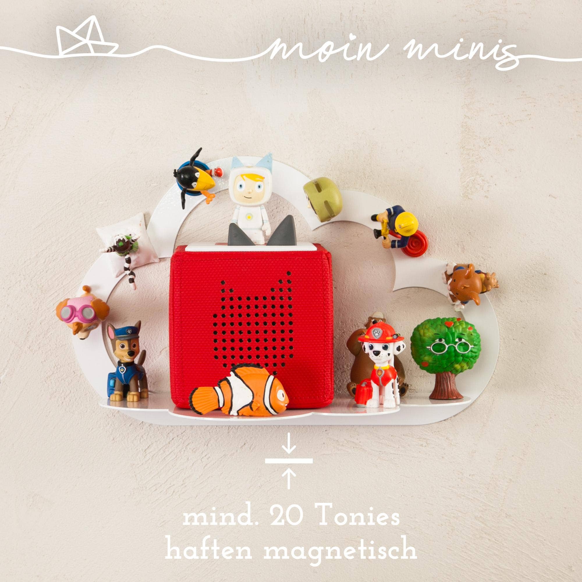 Mixcover GmbH - Vente Étagères murales - Étagère magnétique Moin Minis Cloud blanche compatible avec 20 figurines Tonie et Tonie Box pour enfants2