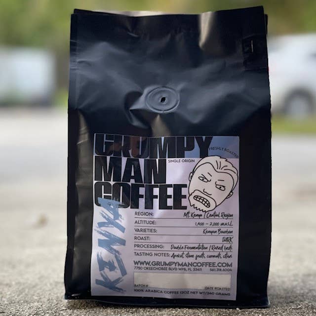 Kenya AA Fresh Roasted Dark Roast Coffee Beans for wholesale by Grumpy Man Coffee Roasters