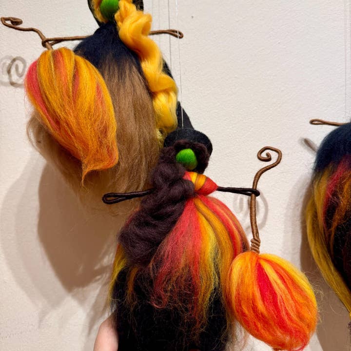 Elf Kendal Hippies - Wholesale Ornament - felted witch green skin edition handmade by Lito here in UK2