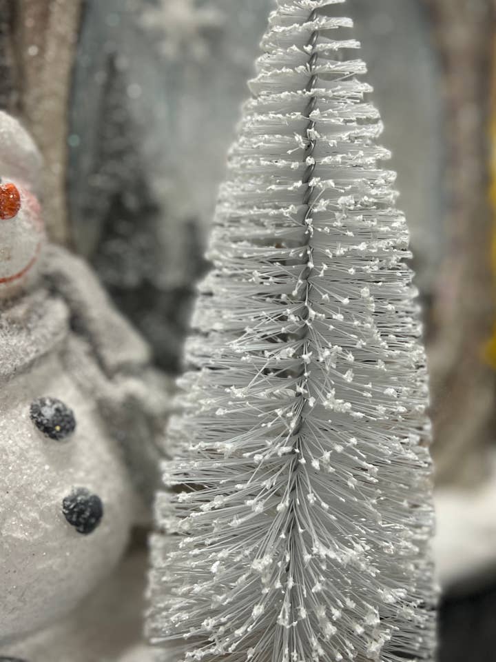 White Bottle Brush Tree 8in for wholesale by Wholesale Home Decor