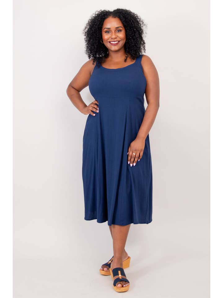 Blue Sky Clothing Co LLC – wholesale Dress – Women's – Shauna Dress, Indigo, Linen Bamboo4