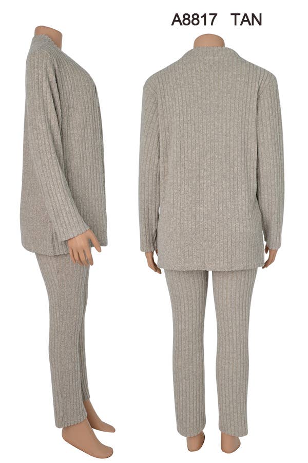 SSImport – Großhandel Loungewear-Set – Damen – A8817 3-TEILIGES SET AUS STRICKJACKE, OBERTEIL, HOSE, VERSCHIEDENE GRÖSSEN, 12ER-SET4