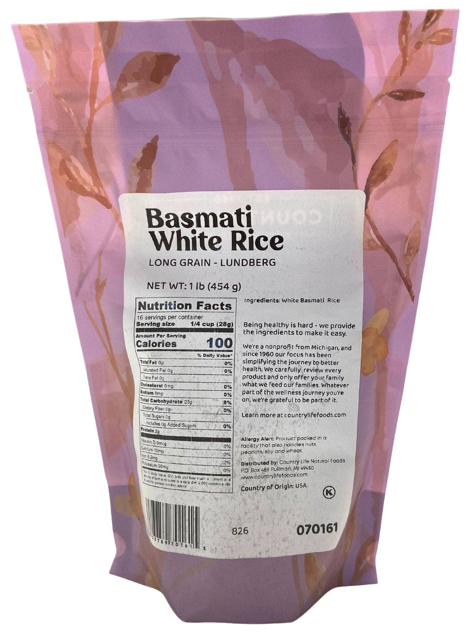 Country Life Natural Foods - Wholesale Rice - Basmati Rice, White, Lundberg1
