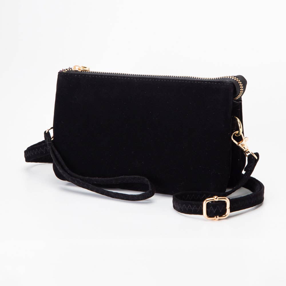 Sensibling Corp. - Wholesale Crossbody Bag - Women's - Plain Faux Suede Crossbody Clutch Bag0