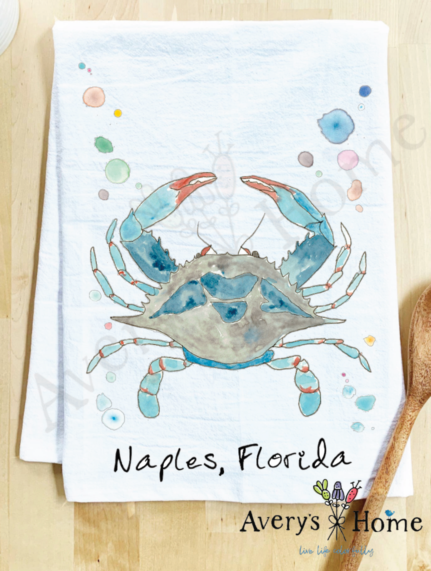 Avery's Home - Wholesale Tea Towel - Blue Crab Ocean Customizable Coastal Tea Towel56