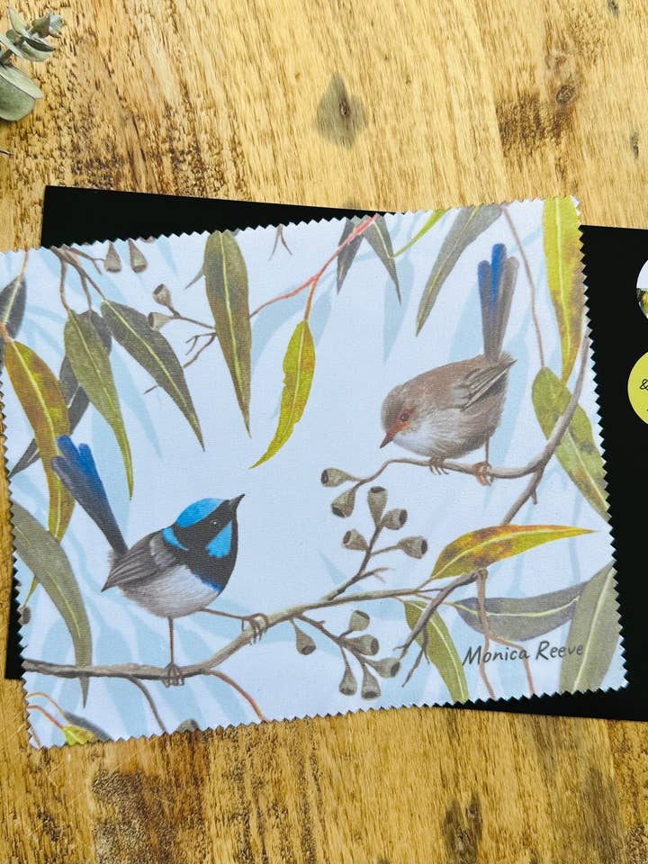 Device Cloth - Superb Blue Wrens "Love in the Gums" for wholesale by PIGMENT MONICA REEVE