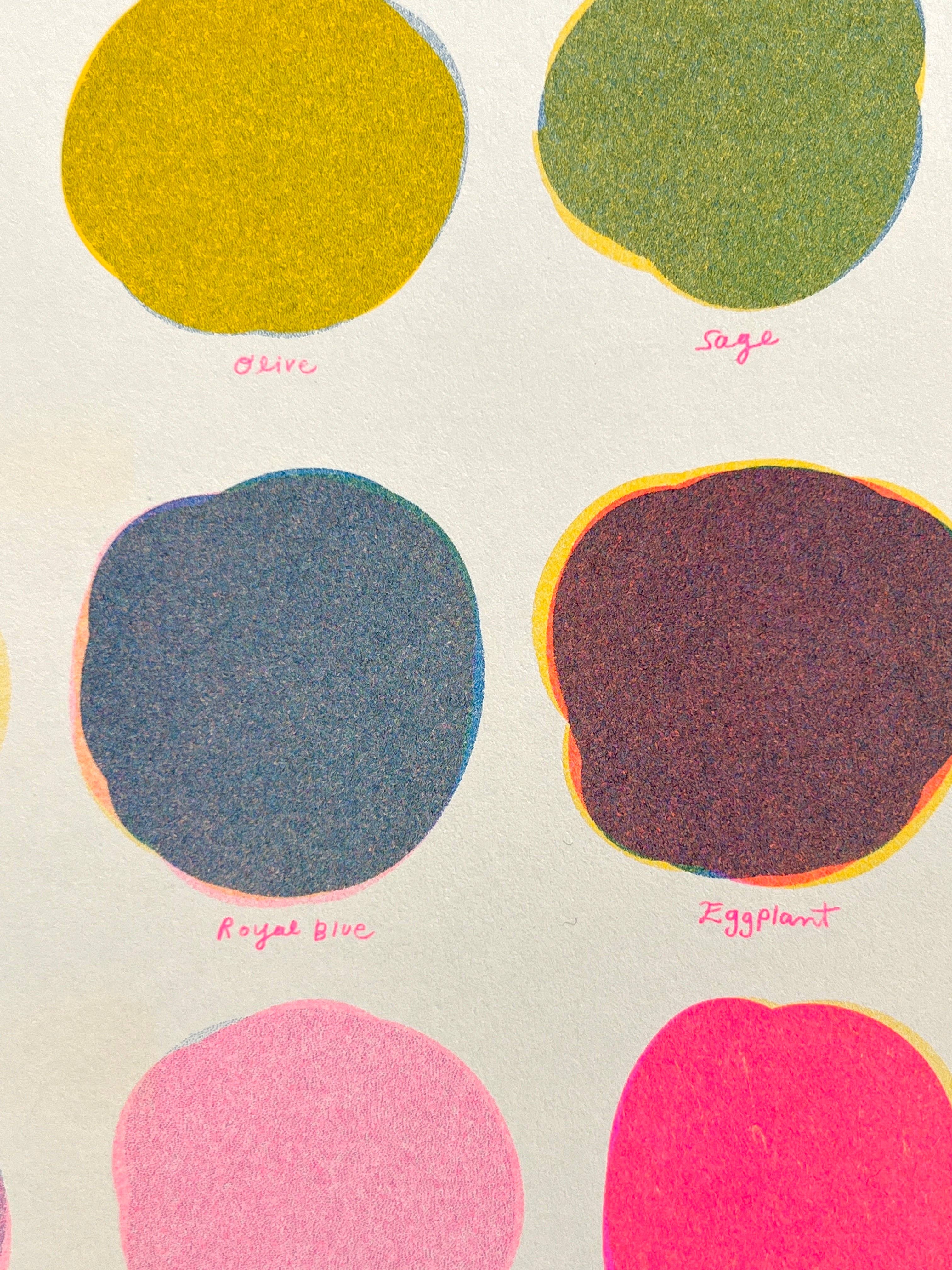 Natalie Andrewson - Wholesale Art Print - Riso Color Swatch in Blue, Yellow and Fluorescent Pink2