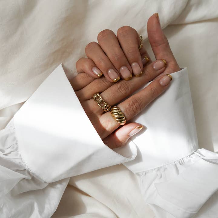 Bijoux 7bis - Wholesale Band/Stacked Ring - Golden Stainless Steel Flat Mesh Back Ring