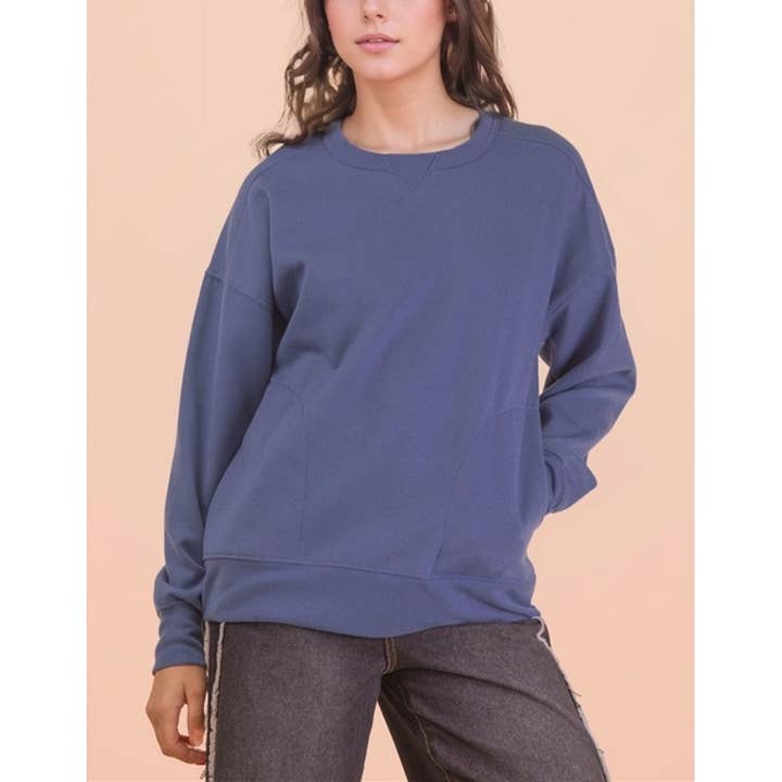 58321 Maglia Comoda Casual Oversize a Tinta Unita per la vendita all'ingrosso da parte di Coloring You