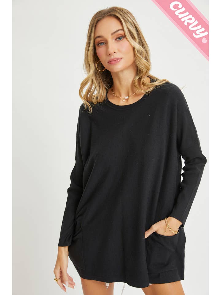 Sweet Lovely by Jen - Wholesale Tunic Sweater - Women's - FRONT POCKET OVERSIZE SWEATER PLUS SIZE29