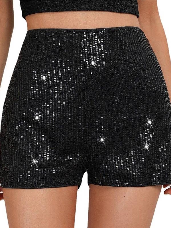 Slim Fit Sequined Black Straight Shorts and other Purchase Wholesale sequin shorts. Free Returns & Net 60 Terms on Faire trending on Faire.