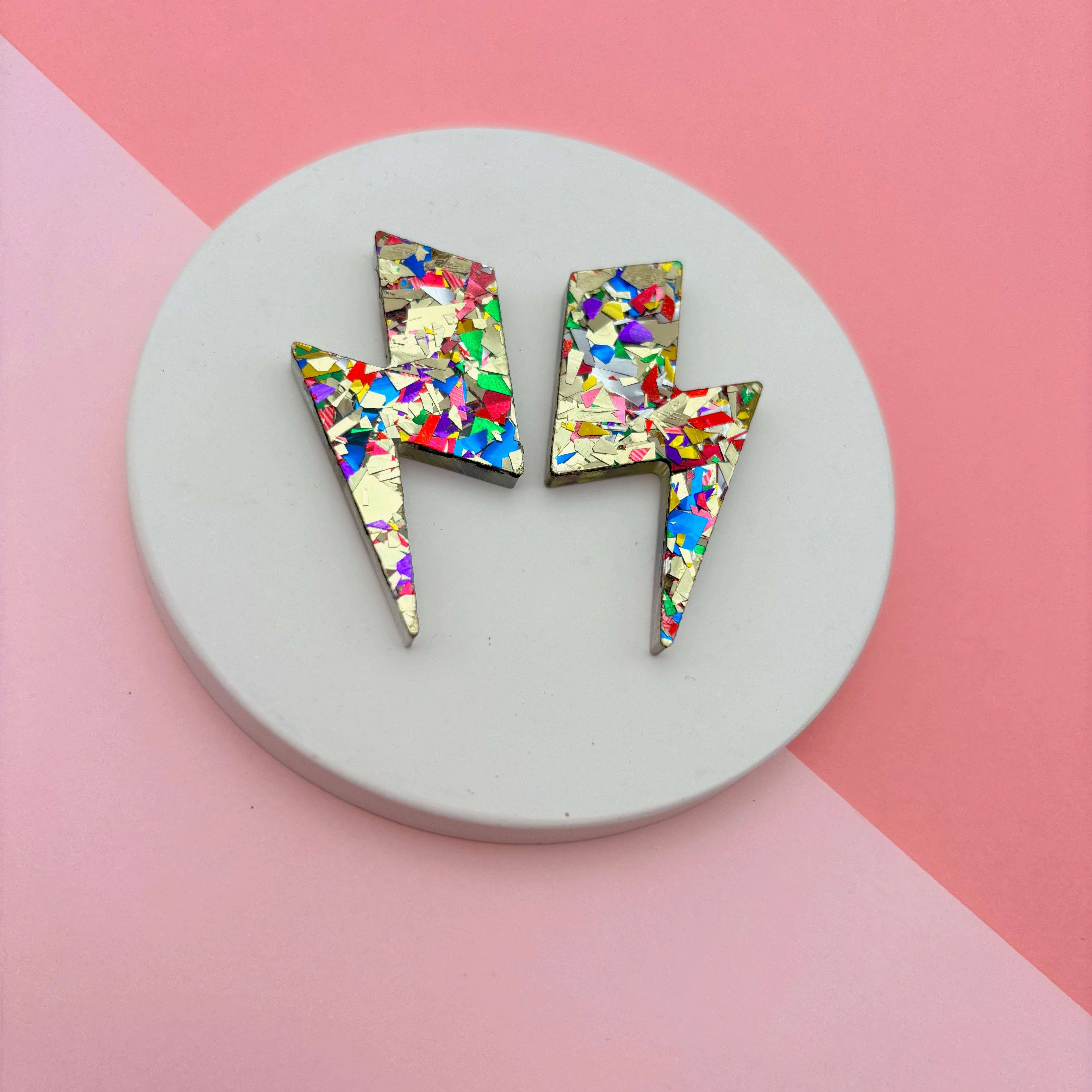 Studio Annette - Wholesale Dangle Earrings - Maxi glitter lightning bolt earrings2