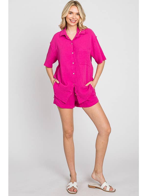 GeeGee x Lovelo - Wholesale Overhemd met knopen - Dames - Bovenkant van dubbel gaas: WT6021514