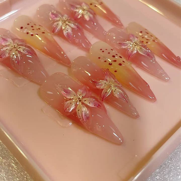 Azurenailshop - Wholesale Press-On/Fake Nails - Azurenailshop Summer 3D Flower Handmade press on 1