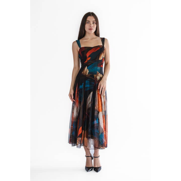 Vestido DELILA sin mangas de largo midi con vuelo y paneles. para venta al por mayor de Elana Kattan