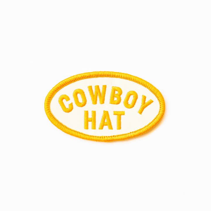 Union Made - Wholesale Patch - Cowboy Hat Embroidered Iron on Patch (Yellow+White)