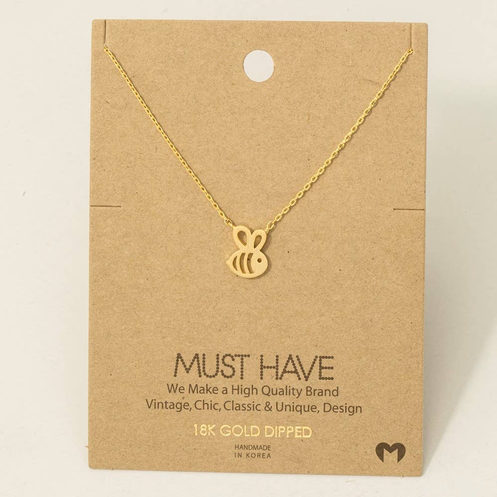 Fame Accessories - Wholesale Pendant/Charm Necklace - Gold Dipped Bumblebee Pendant Necklace1