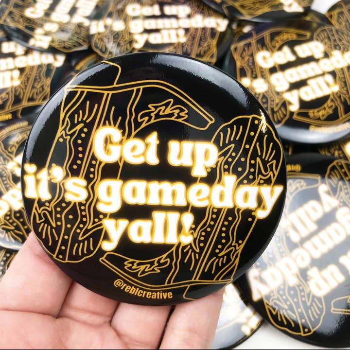 Get Up - Black & Gold - Game Day Button for wholesale by REBL Creative