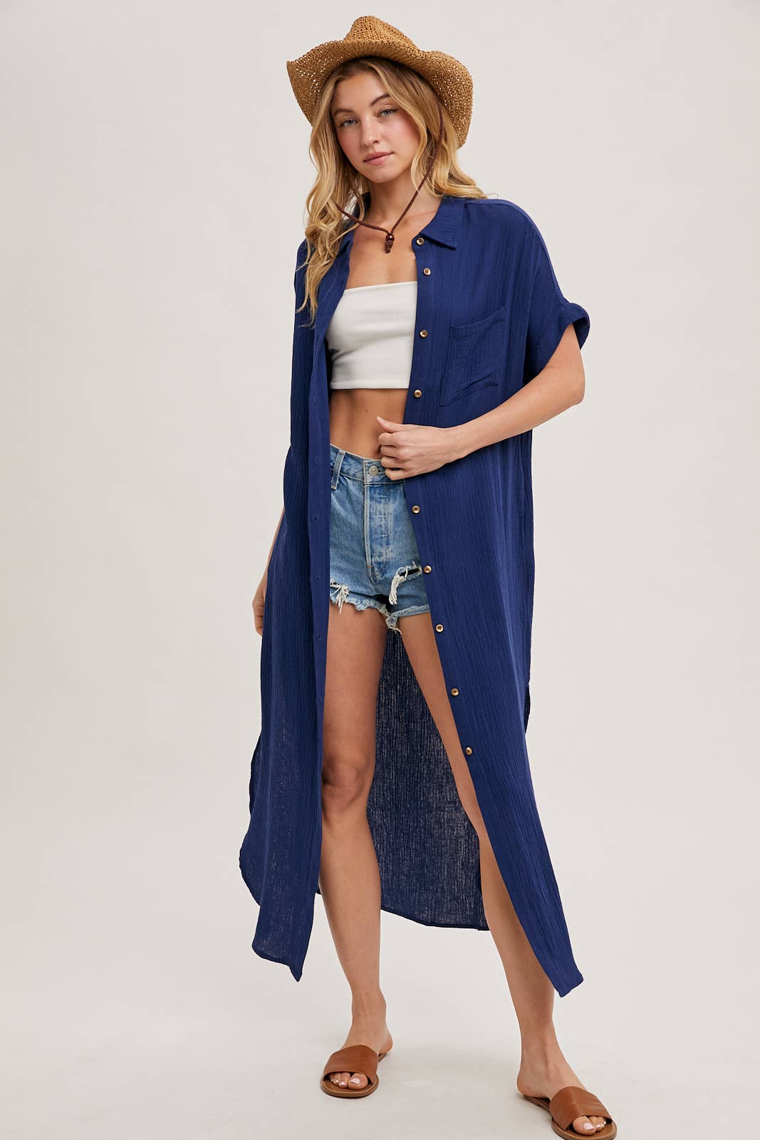 Bluivy - Wholesale Dress - Women's - BUTTON UP MAXI SHIRT DRESS WITH POCKET13