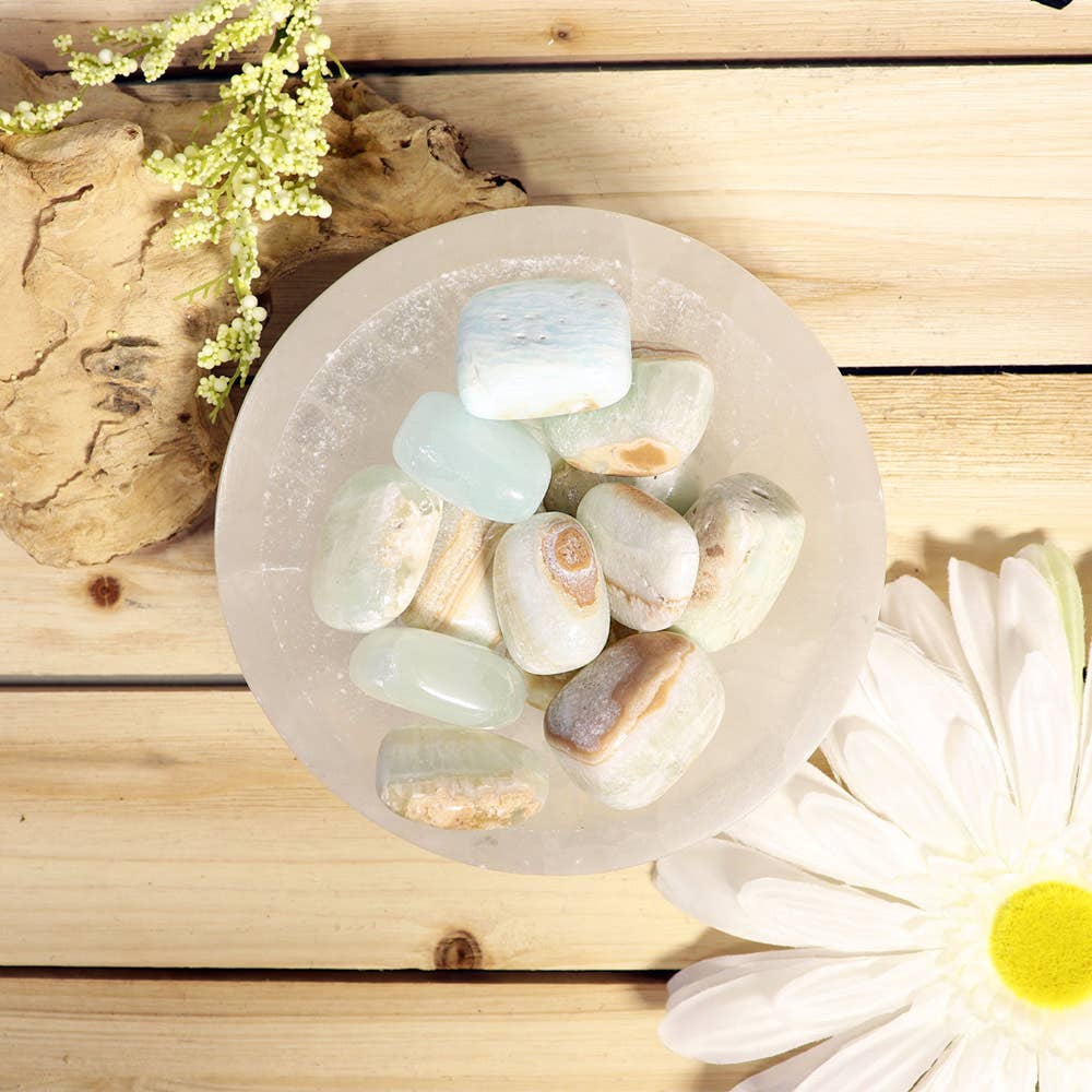 Natures Artifacts Inc - Wholesale Spiritual Stone/Crystal - 1 lb. Caribbean Blue Calcite Tumbled Stones1