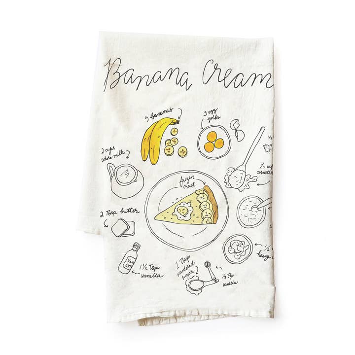 Wild Ink Press - Wholesale Tea Towel - Banana Cream Pie Recipe Tea Towel