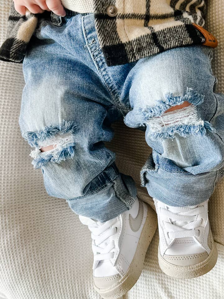 Little Bipsy - Vente Jean – enfant - Denim vieilli à coupe décontractée5