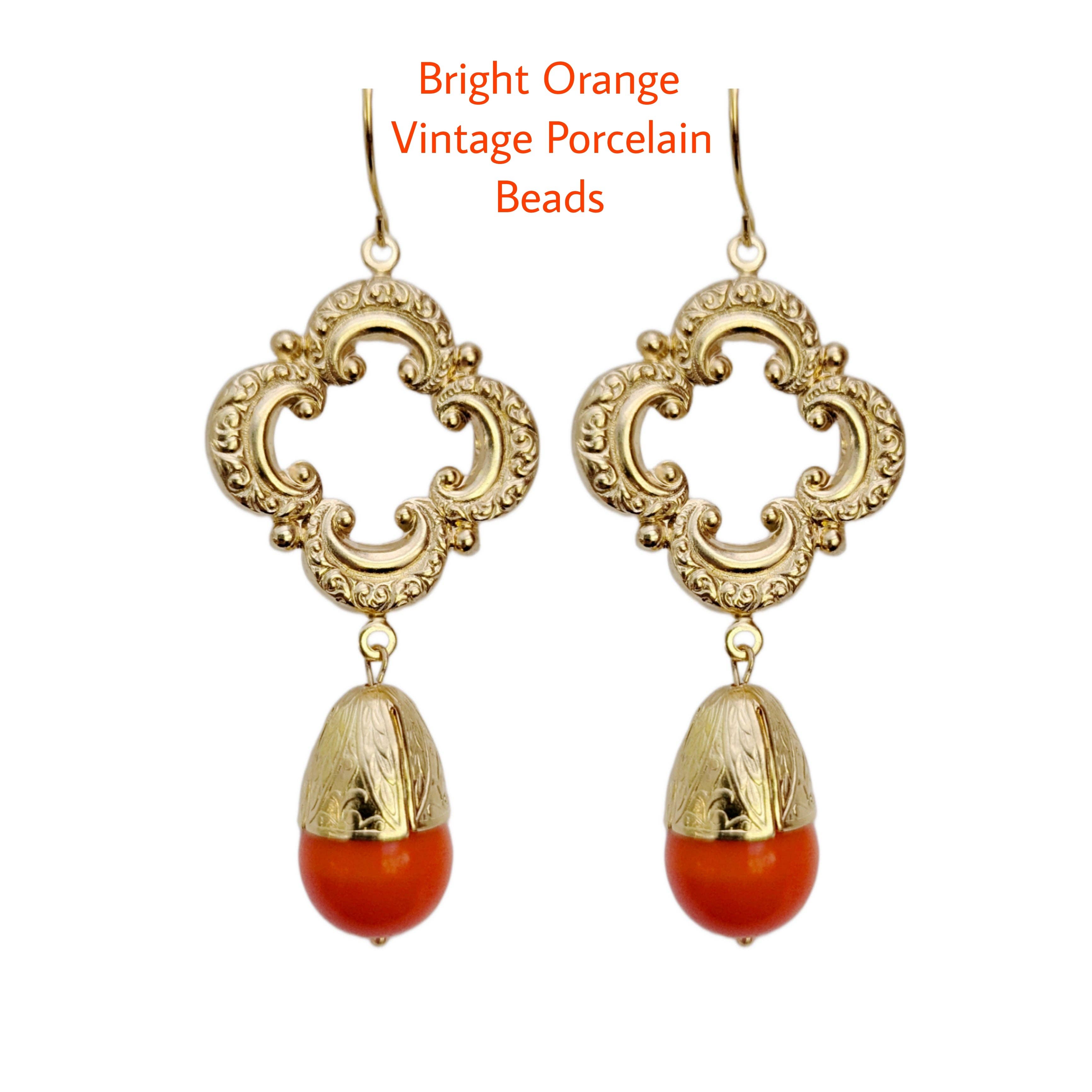 Gay Isber Designs - Wholesale Dangle Earrings - Gold Plated Elegant Vintage Cream Pearl Drop Earrings 3 inch Long USA Made by Sugar Gay Isber unisex-adult Bridal Other colors available10