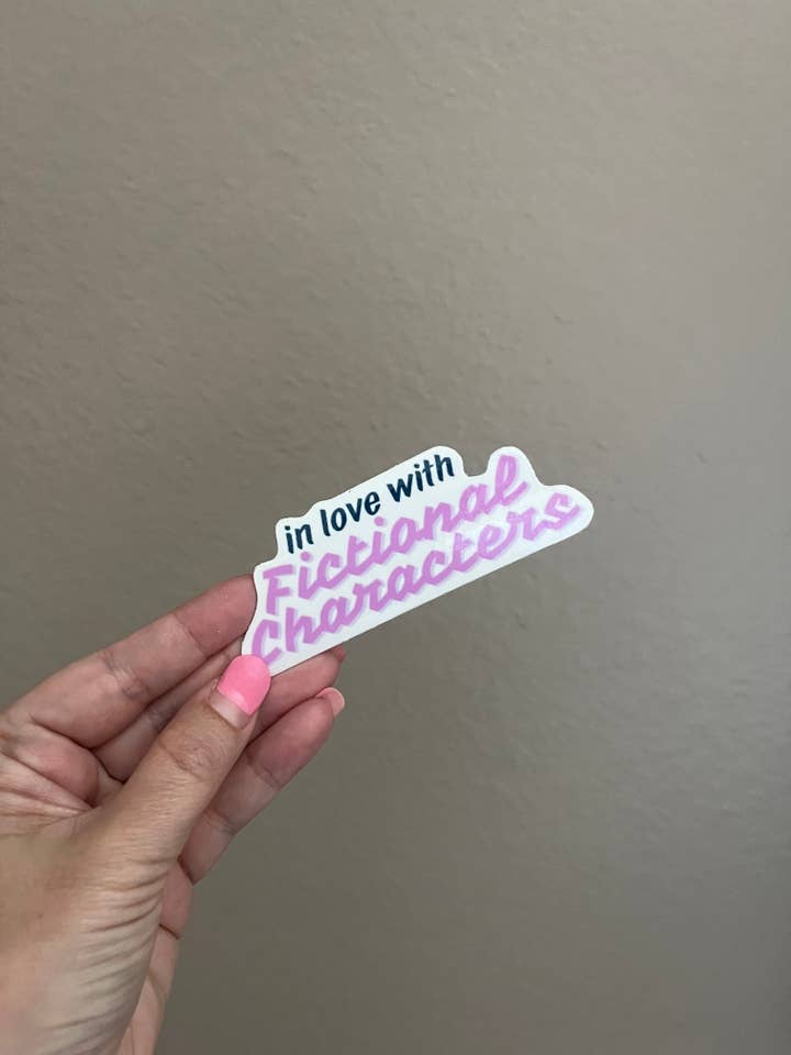 In Love with Fictional Characters 2.5" Sticker for wholesale by Pages and Paws