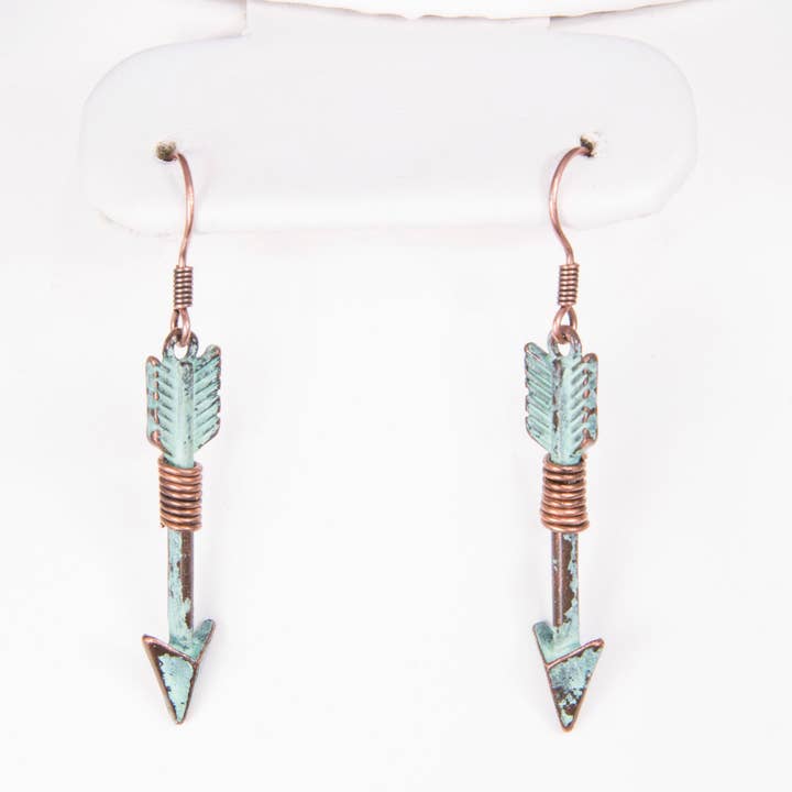 Arrow Earrings - Patina for wholesale by Peaceful Village Inc.
